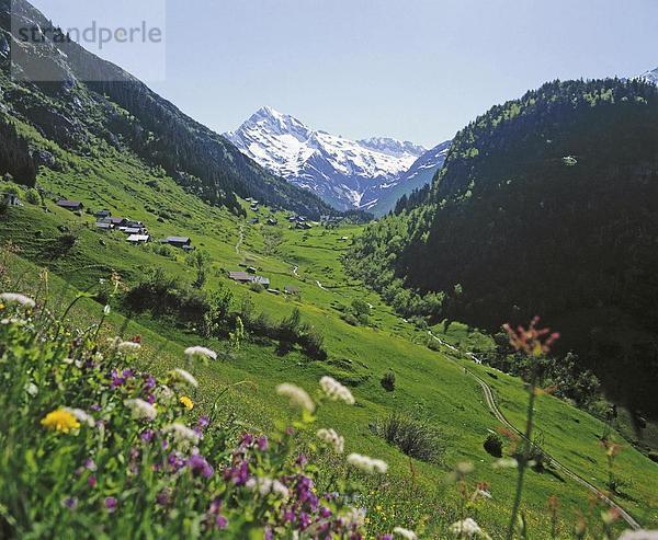 Landschaftlich schön landschaftlich reizvoll Europa Berg Alpen Siedlung Kanton Uri Schweiz