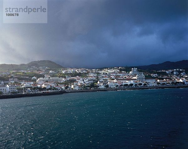 Himmel über Küste Stadt Azoren Bewölkung bewölkt bedeckt Portugal