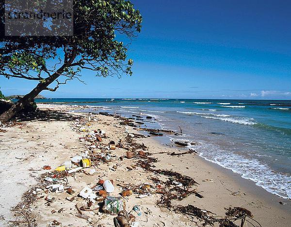 Gewaschen Müll am Strand  lange Strand  Puerto Plata  Dominikanische Republik
