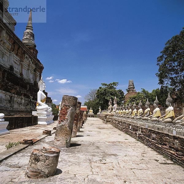 Buddha-Statuen an antiken Tempel  Ayudhya  Thailand