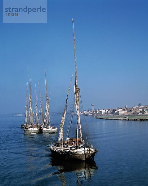 Segelboote in River  Fluss-Nil  Ägypten
