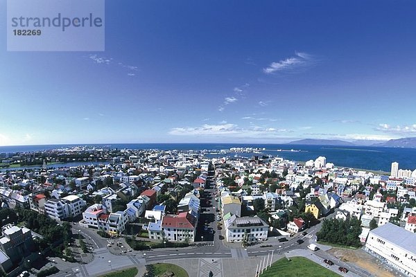 Erhöhte Ansicht der Stadtansicht  Reykjavik  Island