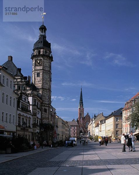 Rathaus mit Kirche  Bruederkirche  Altenburg  Thüringen  Deutschland