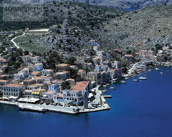 Küste Großstadt Ansicht Dodekanes Luftbild Fernsehantenne Griechenland