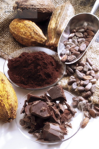 Kakaoschoten und Schokoladenprodukte