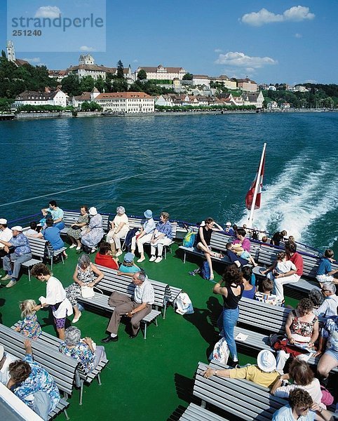 10095271  Ansicht  Bodensee  See  Meer  Deck  Deutschland  Europa  Meer Burg  Passagiere  Vordergrund Urlaub Boot  Schiff