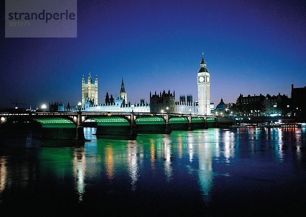 Europa Großbritannien London Hauptstadt Themse Parlamentsgebäude Big Ben England bei Nacht