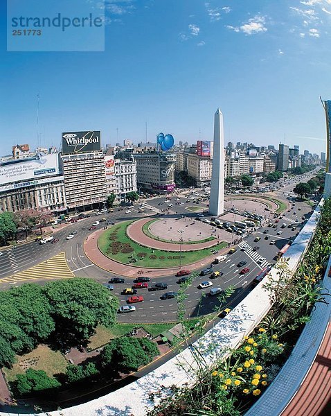 10407548  Argentinien  Südamerika  Avenue 9. Juli  Buenos Aires  Fisheye  Obelisk  Überblick