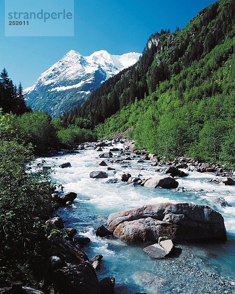 Landschaftlich schön landschaftlich reizvoll Berg fließen Fluss Bach Alpen Kanton Graubünden Euro Schweiz
