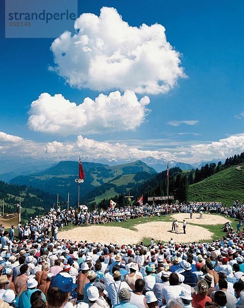 10015977  Tradition  Folklore  Schlachtfelder  Rigi  Schweiz  Europa  Schweizer Ringen  Schaukeln  Sport  Überblick