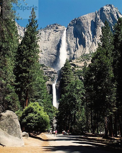 10074322  Kalifornien  California  Stein  Klippe  Park  Tourist  USA  Amerika  Nordamerika  Waldstrasse  Wasserfall  Yosemite Na