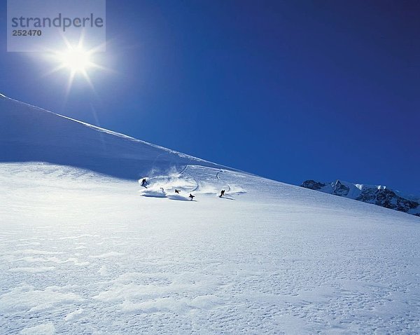 Berg  Sport  Alpen  Gegenlicht  Kanton Graubünden  Schweiz  Wintersport