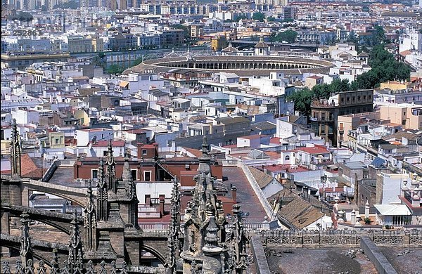 Luftbild von Stadtansicht  Sevilla  Sevilla Provinz  Andalusien  Spanien
