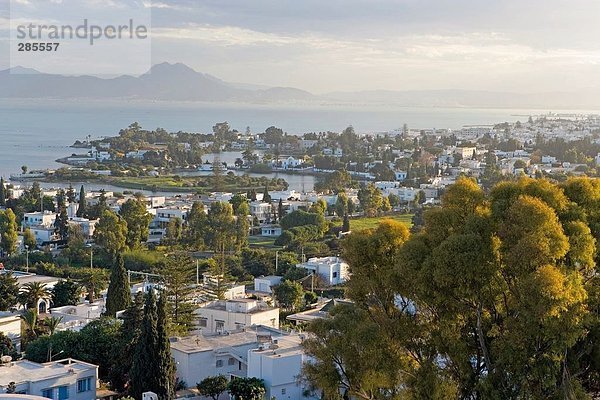 Küste Stadt Ansicht Luftbild Fernsehantenne Tunesien