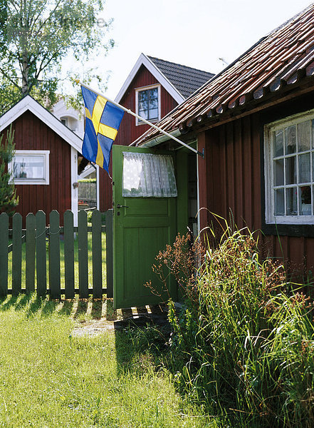 Fahne rot Landhaus Inselgruppe schwedisch