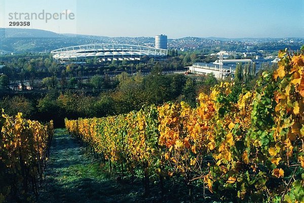 Stadion am Landschaft mit Stadt im Hintergrund  Gottlieb Daimler Stadion  Stuttgart  Baden-Württemberg  Deutschland