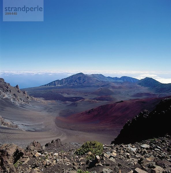 Krater des Vulkans auf trockenen Landschaft  Haleakala Krater  Haleakala Nationalpark  Hawaii  USA