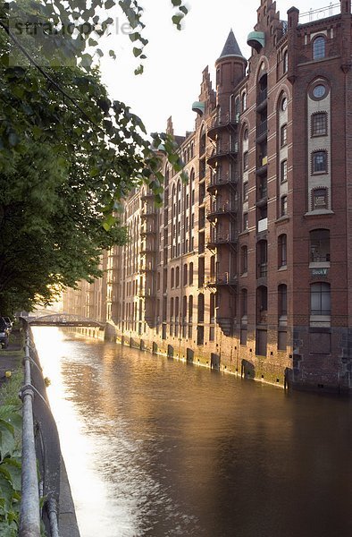 Germany  Hamburg  Speicherstadt  canal by building