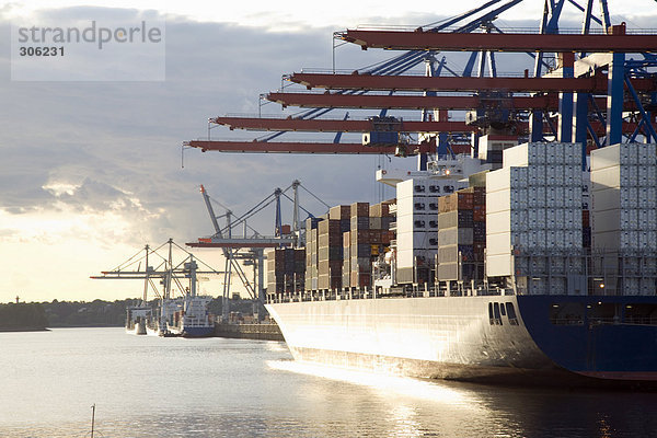 Deutschland  Hamburg  Containerschiff im Waltershofer Hafen am Burchardkai