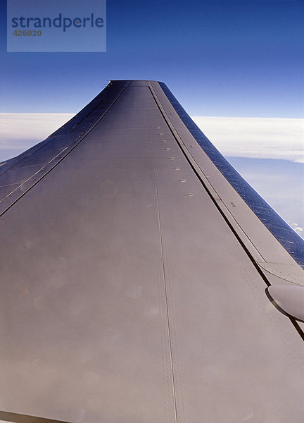 Ein Flügel auf einem Flugzeug.