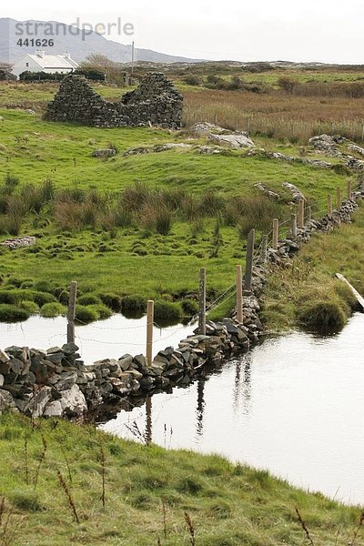 Ländliches Motiv ländliche Motive Stein Landschaft Zaun Connemara