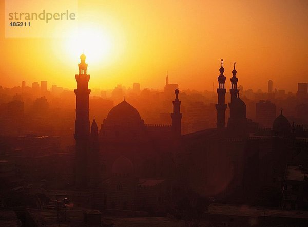 10380074  Ägypten  Nordafrika  Kairo  Moscheen  Rifai  Kontur  Sonnenuntergang  Stimmung  Sultan Hassan