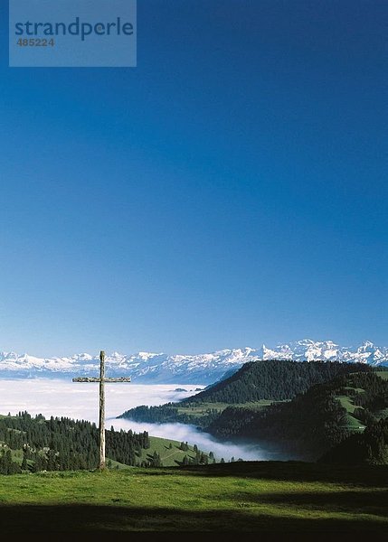 Europa Ansicht Kanton Luzern Schweiz Bergpanorama Nebelmeer