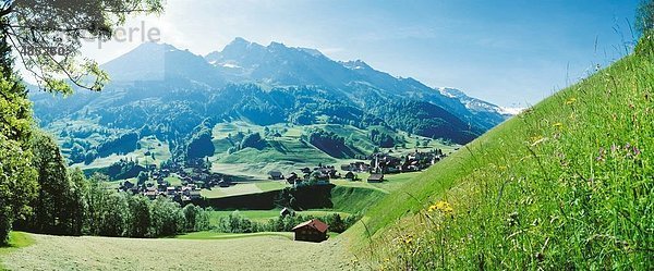 Panorama Europa Berg Tal Alpen Berglandschaft Kanton Obwalden Schweiz