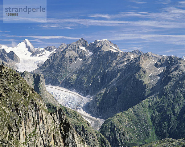 Landschaftlich schön landschaftlich reizvoll Europa Berg Alpen Schweiz Kanton Wallis