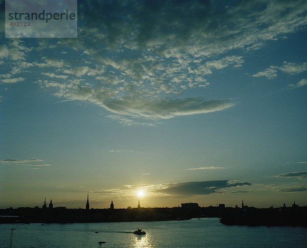 Silhouette von der alten Stadt Stockholm.