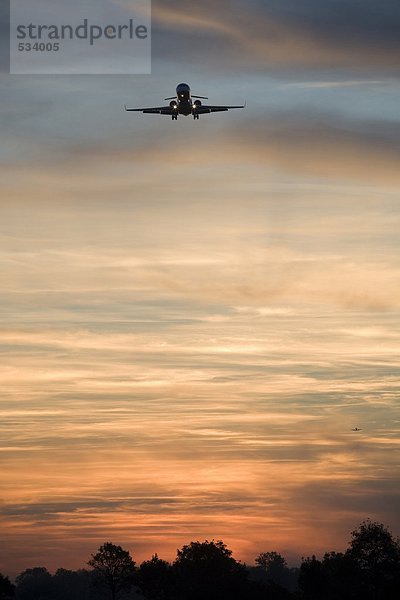 Aeroplane in twilight  silhoutte