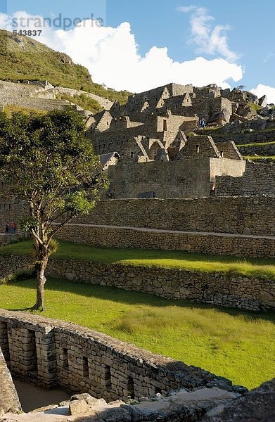 Alte Ruinen auf Berg  Inka-Ruinen  Machu Picchu  Region Cusco  Peru