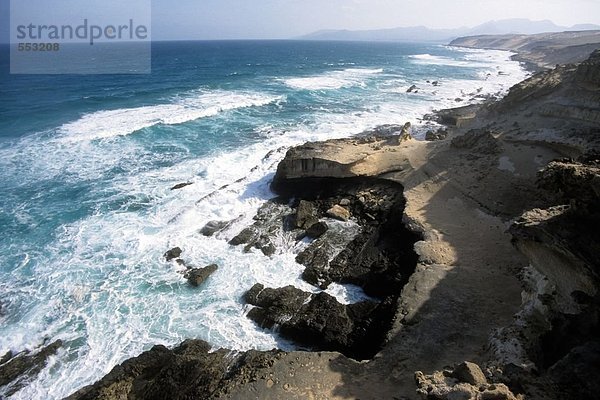 Erhöhte Ansicht der Küste  Fuertoventura  Kanaren  Spanien