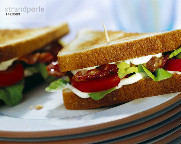 Toast with bacon  lettuce and tomato
