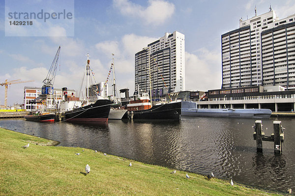 Germany  Bremerhaven  Worpswede  ships and high rises