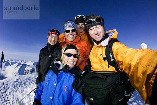 Gruppe von Personen auf einem Berg Ini Lappland Schweden.