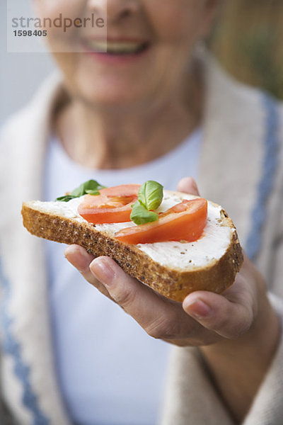 Sandwich mit Käse  Tomaten und Basilikum Schweden.