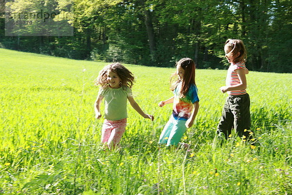 Drei Mädchen im Feld ausgeführt
