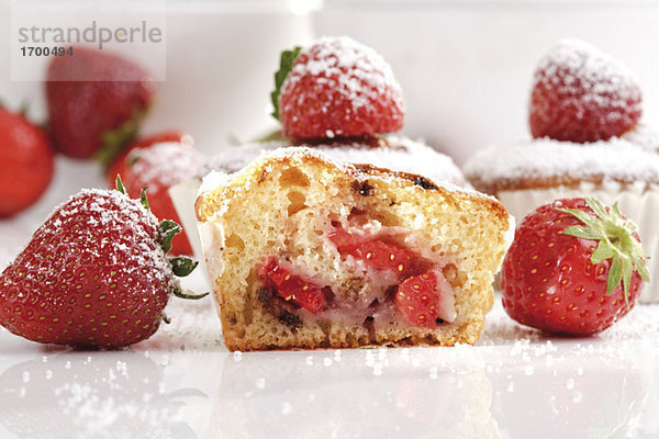 Erdbeer-Muffin  Nahaufnahme