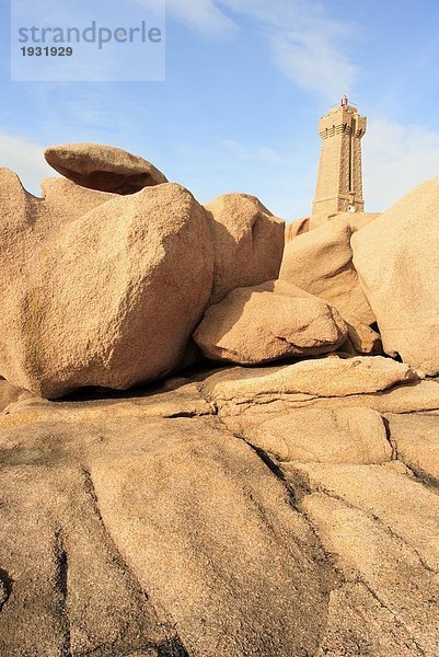 niedrig Frankreich Küste Leuchtturm Ansicht Flachwinkelansicht Winkel Bretagne