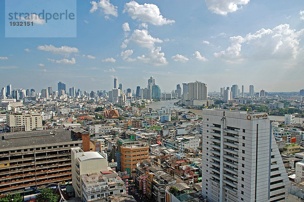 Erhöhte Ansicht der Stadt  Chinatown  Chao Phraya River  Bangkok  Thailand