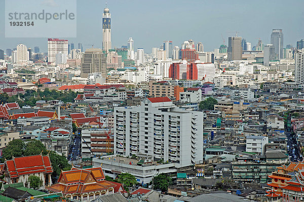 Erhöhte Ansicht der Stadt  Chinatown  Baiyoke Tower II  Bezirk Ratchathewi  Bangkok  Thailand