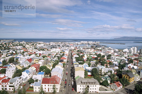 Island  Reykjavik  erhöhte Ansicht