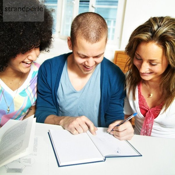 Drei Personen beim Studieren