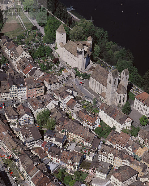 10040895  Schweiz  Europa  St. Gallen  Rapperswil  Übersicht  von oben  Burg  Kirche  Old Town