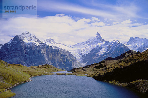 Europa See Meer Alpen Schreckhorn Bachsee Kanton Bern Bergsee Schweiz