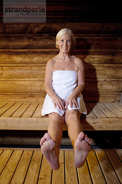 Germany  senior woman in sauna