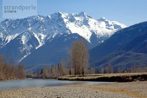 Mt. Currie rises above Pemberton Valley and Lillooet Lake  Pemberton  BC Canada