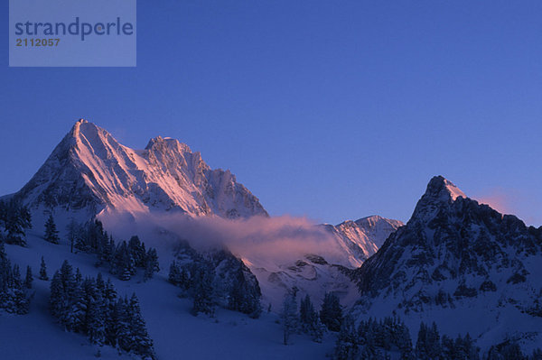 Jumbo Mountain and Karnak Mountain seen from Jumbo Pass  Purcell Mountains  British Columbia