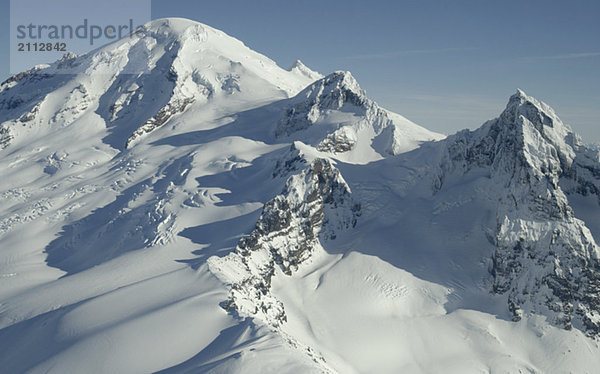 Aerial photograph of a glacier capped mountain  Mount Baker  Washington